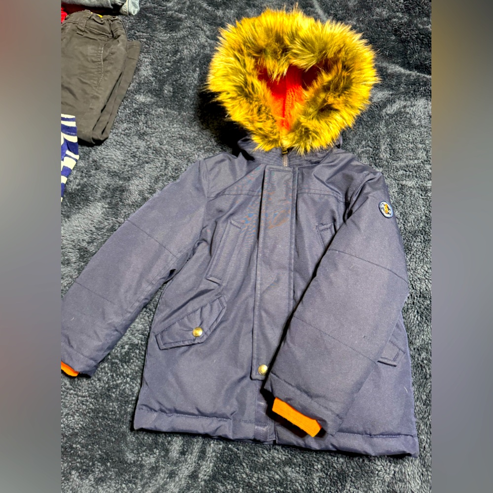 4T Goosedown Ralph Lauren Polo puffer coat; navy and orange